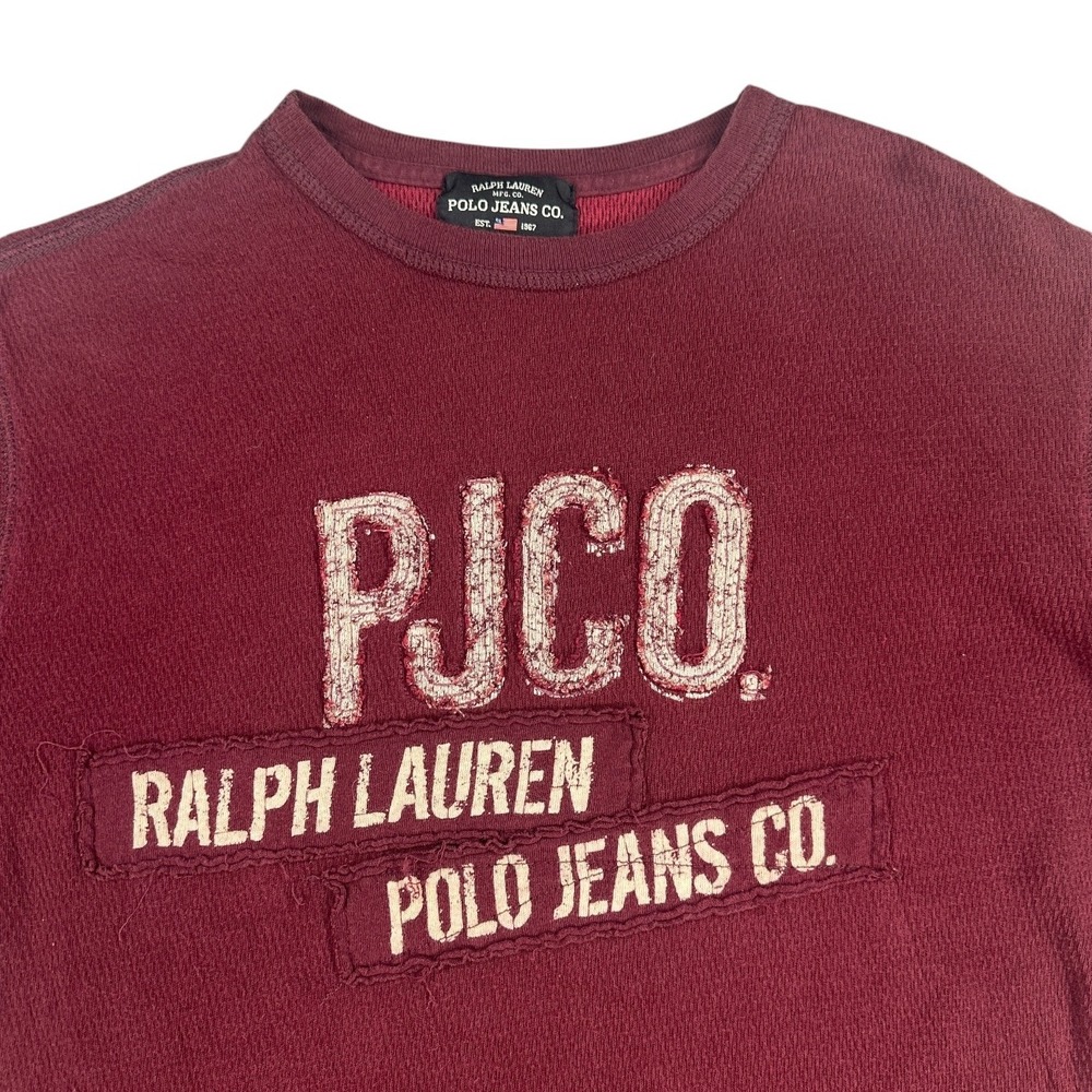 Ralph Lauren Polo Jeans Co. Mens L/G‎ Burgundy Waffle Knit Long Sleeve Thermal